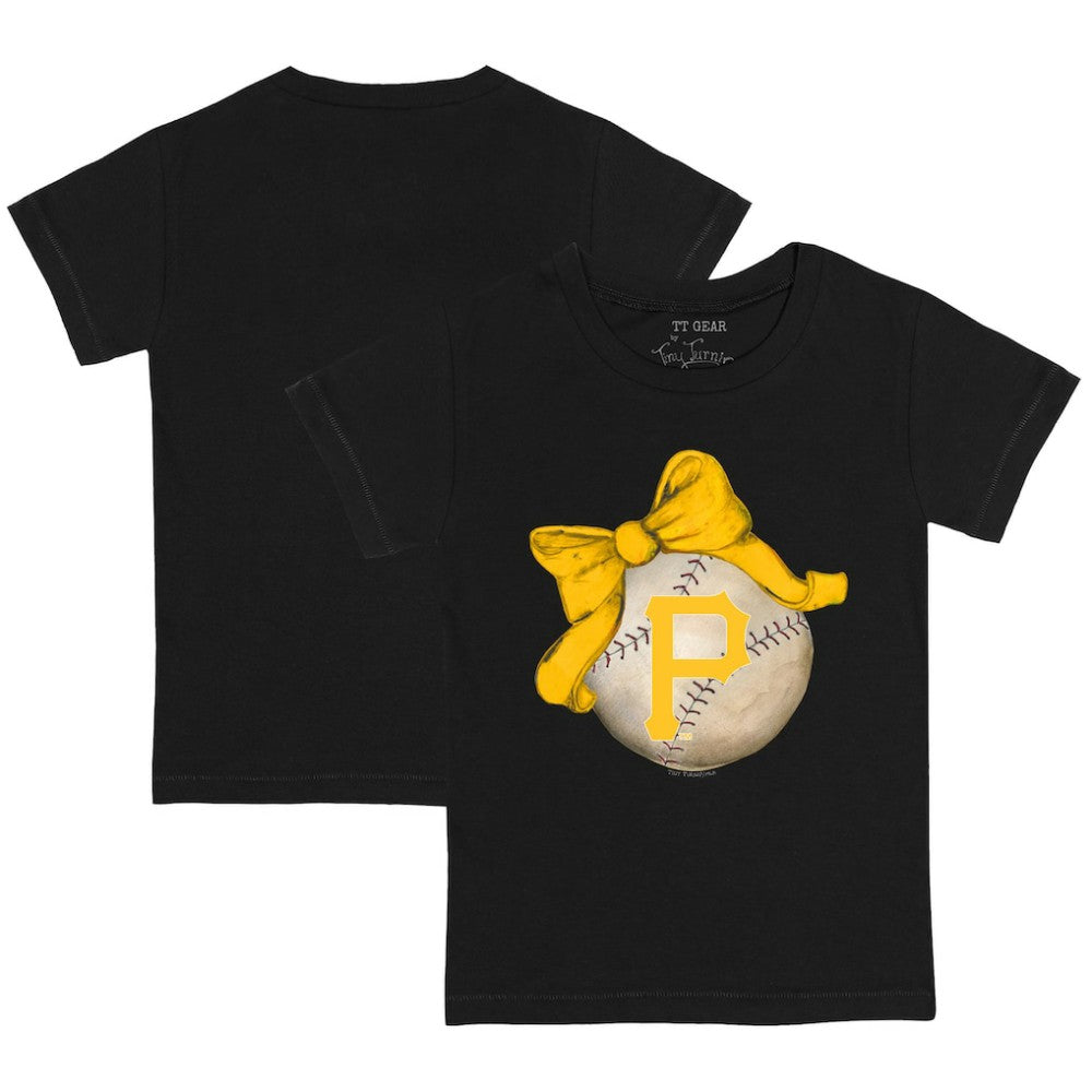 Pittsburgh Pirates Tiny Turnip Youth Baseball Bow T-Shirt Black