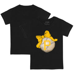 Pittsburgh Pirates Tiny Turnip Youth Baseball Bow T-Shirt Black