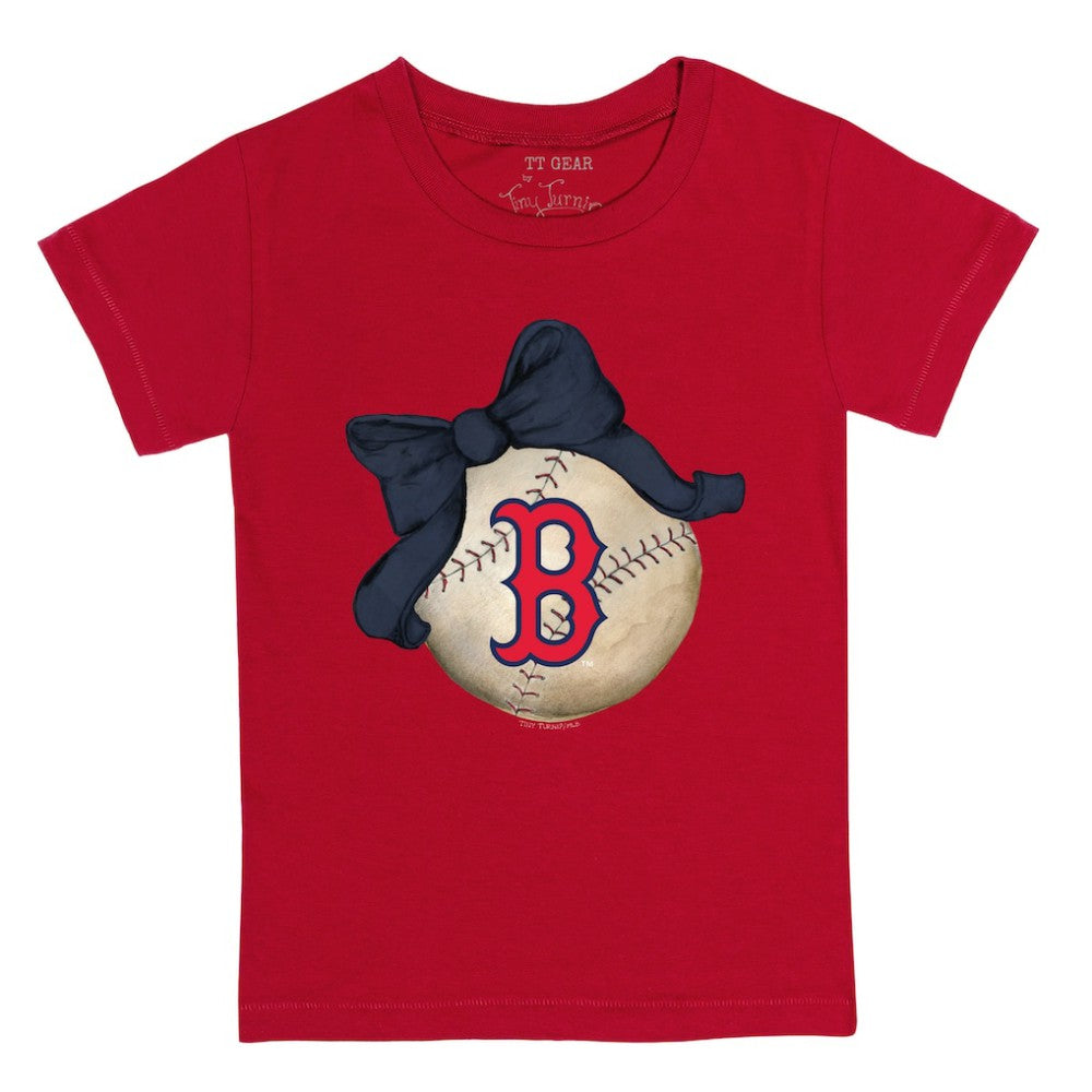 Boston Red Sox Tiny Turnip Youth Baseball Bow T-Shirt Red