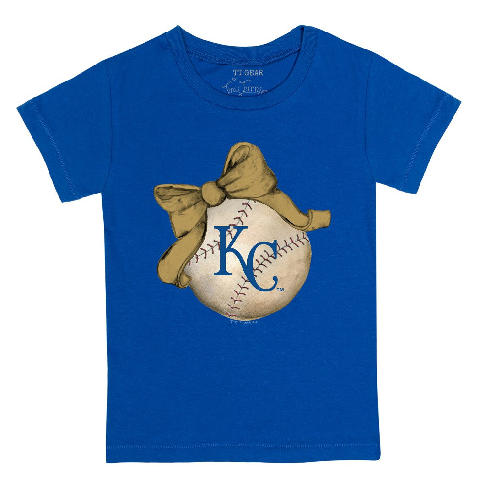 Kansas City Royals Tiny Turnip Youth Baseball Bow T-Shirt Royal