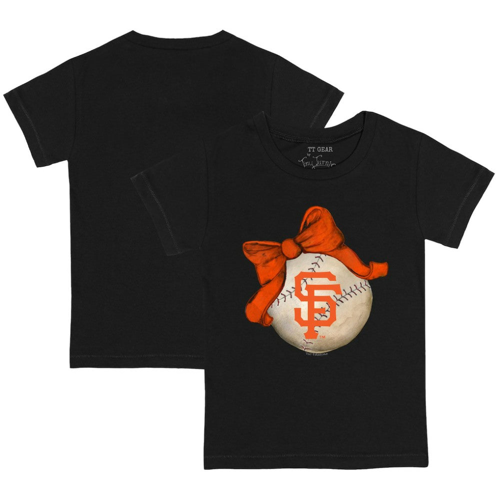 San Francisco Giants Tiny Turnip Youth Baseball Bow T-Shirt Black