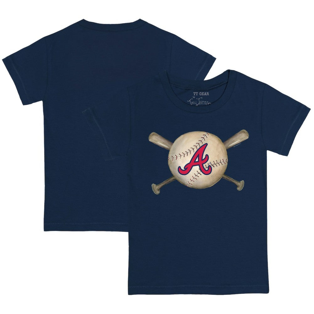 Atlanta Braves Tiny Turnip Youth Baseball Cross Bats T-Shirt Navy