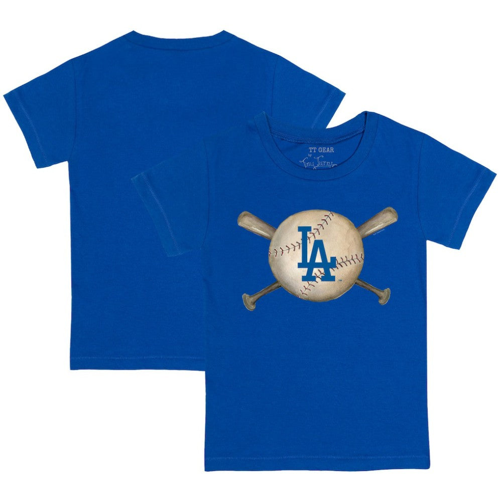 Los Angeles Dodgers Tiny Turnip Youth Baseball Cross Bats T-Shirt Royal