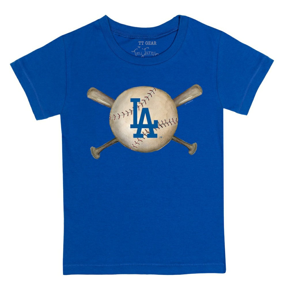 Los Angeles Dodgers Tiny Turnip Youth Baseball Cross Bats T-Shirt Royal