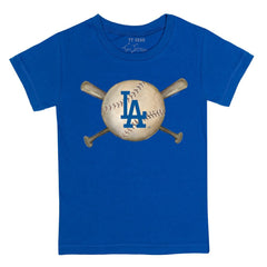 Los Angeles Dodgers Tiny Turnip Youth Baseball Cross Bats T-Shirt Royal