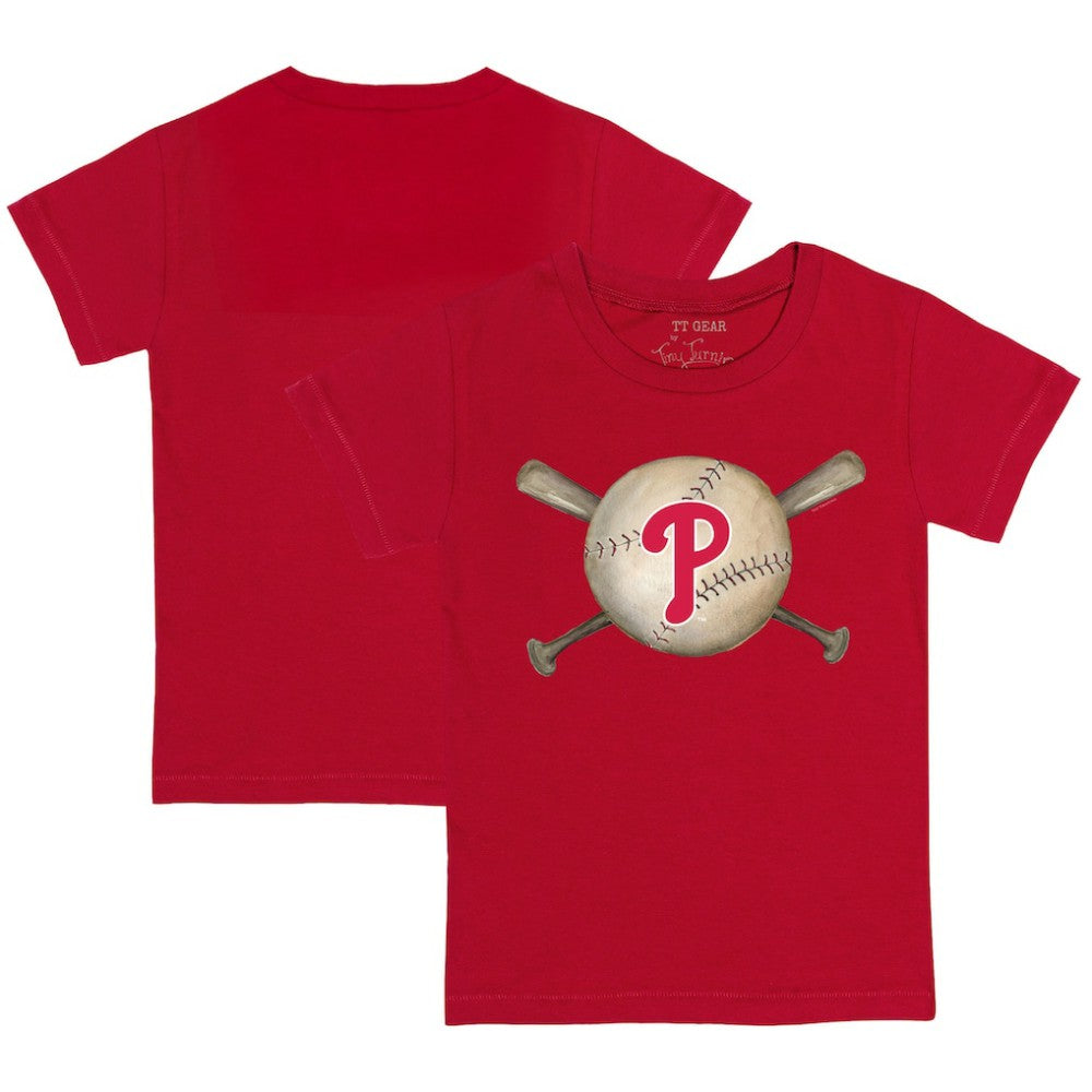 Philadelphia Phillies Tiny Turnip Youth Baseball Cross Bats T-Shirt Red