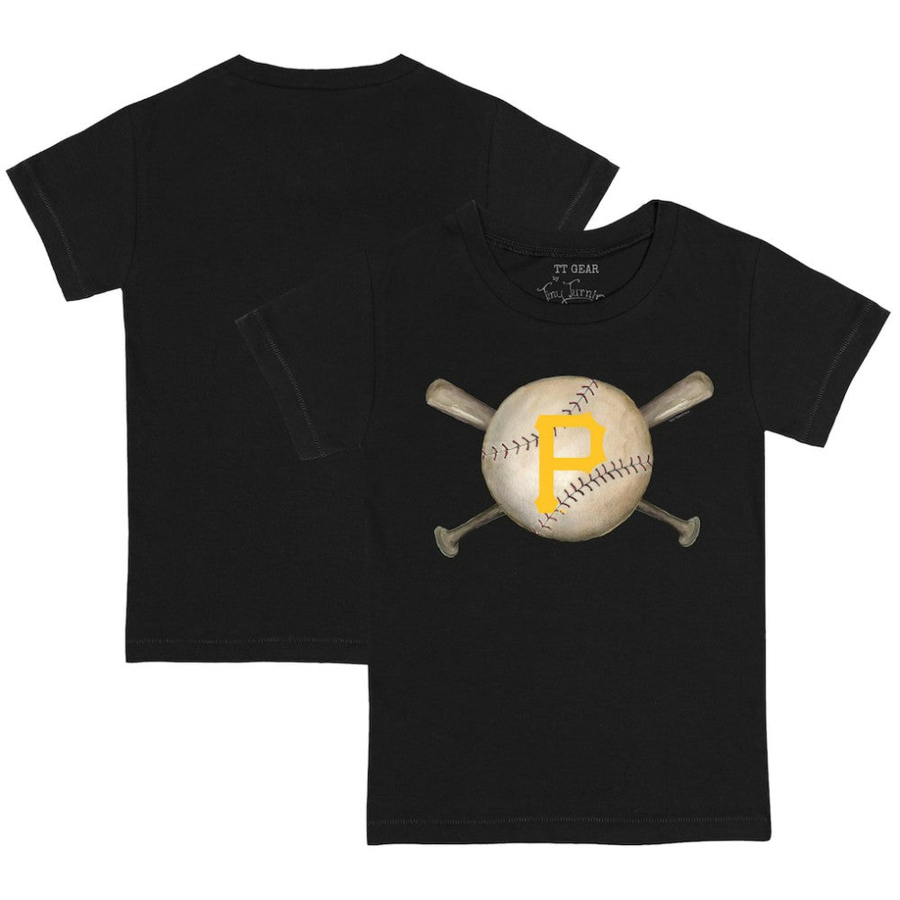 Pittsburgh Pirates Tiny Turnip Youth Baseball Cross Bats T-Shirt Black
