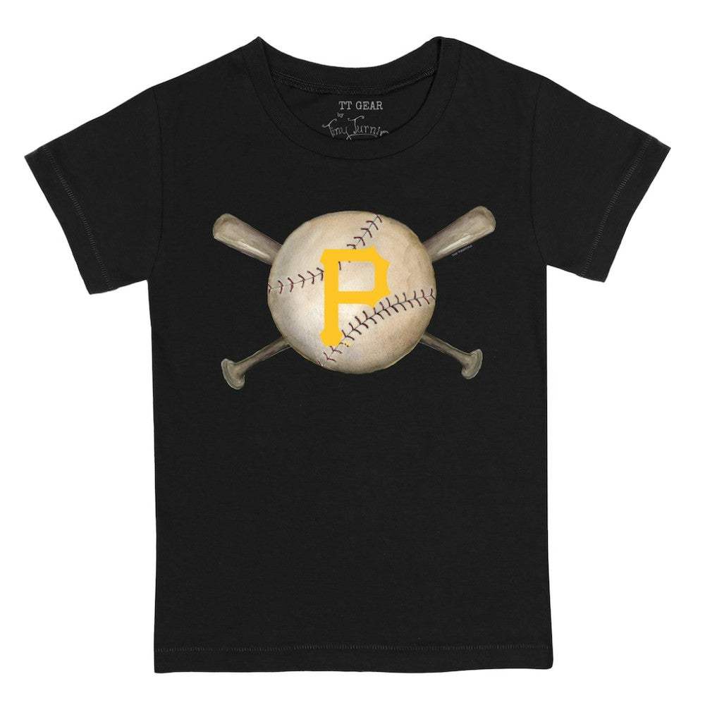 Pittsburgh Pirates Tiny Turnip Youth Baseball Cross Bats T-Shirt Black