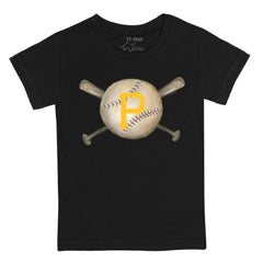 Pittsburgh Pirates Tiny Turnip Youth Baseball Cross Bats T-Shirt Black