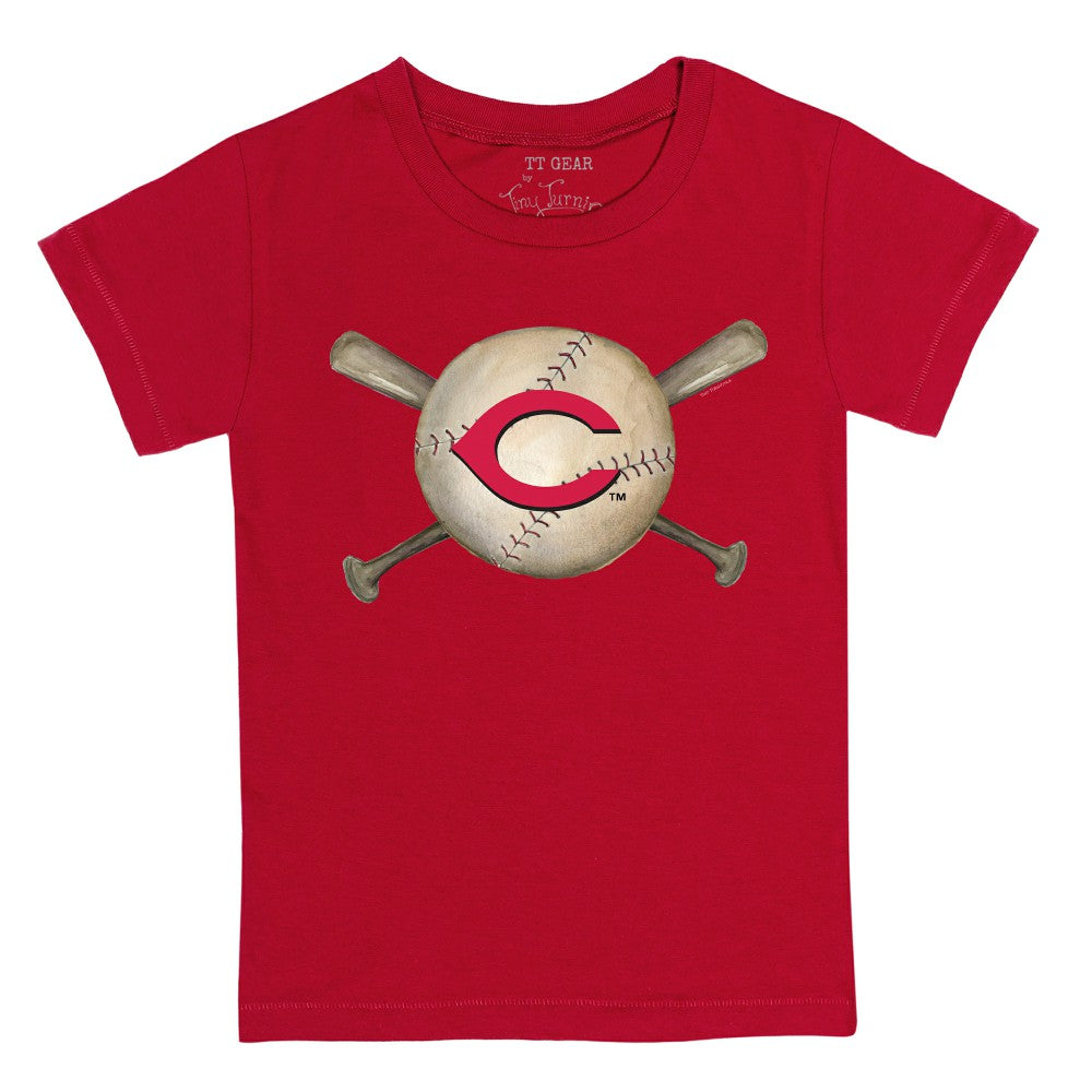 Cincinnati Reds Tiny Turnip Youth Baseball Cross Bats T-Shirt Red