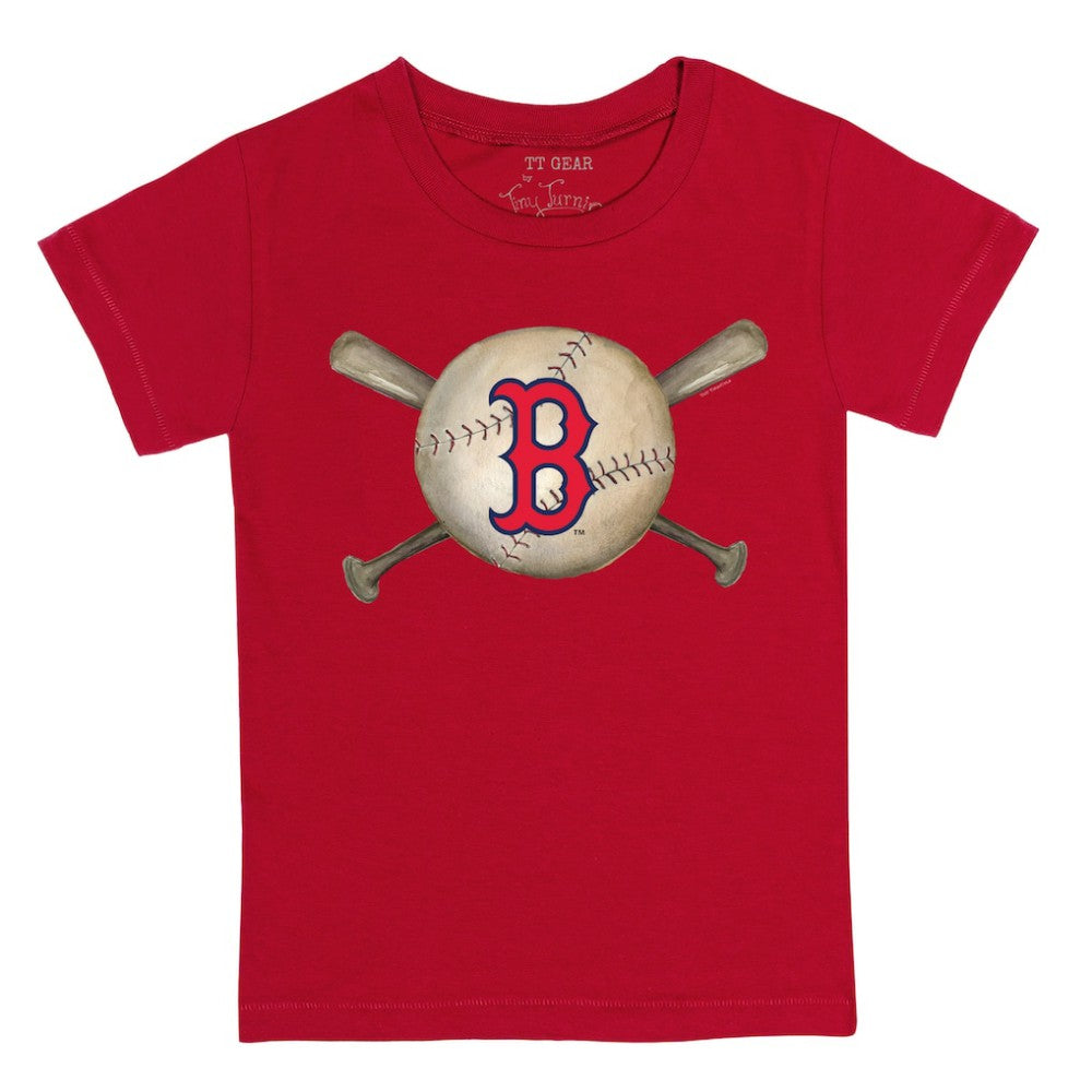 Boston Red Sox Tiny Turnip Youth Baseball Cross Bats T-Shirt Red