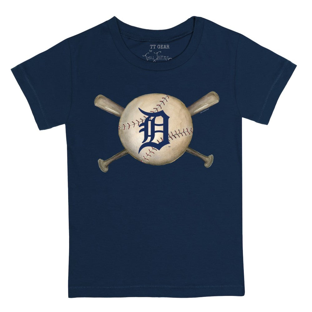 Detroit Tigers Tiny Turnip Youth Baseball Cross Bats T-Shirt Navy