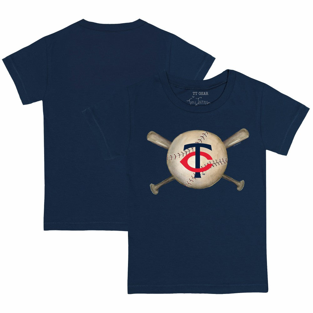 Minnesota Twins Tiny Turnip Youth Baseball Cross Bats T-Shirt Navy