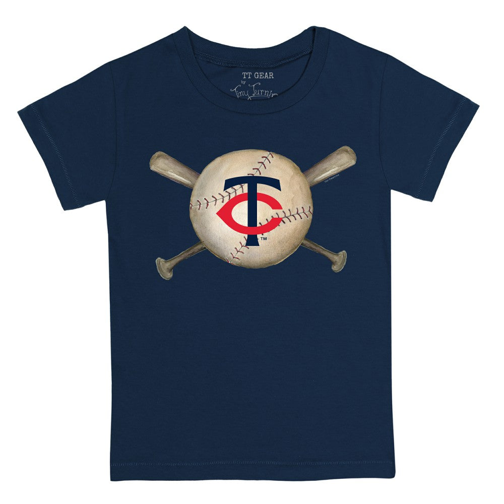 Minnesota Twins Tiny Turnip Youth Baseball Cross Bats T-Shirt Navy