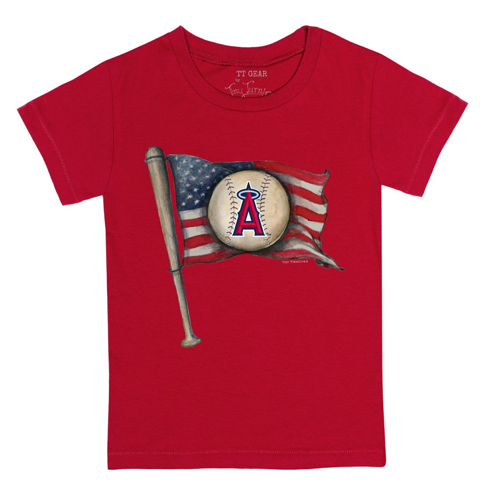 Los Angeles Angels Tiny Turnip Youth Baseball Flag T-Shirt Red