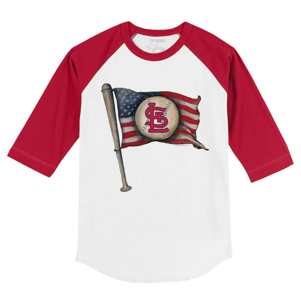 St. Louis Cardinals Tiny Turnip Youth Baseball Flag 3/4-Sleeve Raglan T-Shirt White/Red