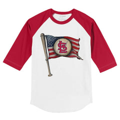 St. Louis Cardinals Tiny Turnip Youth Baseball Flag 3/4-Sleeve Raglan T-Shirt White/Red
