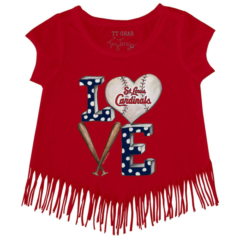 St. Louis Cardinals Tiny Turnip Girls Youth Baseball Love Fringe T-Shirt Red