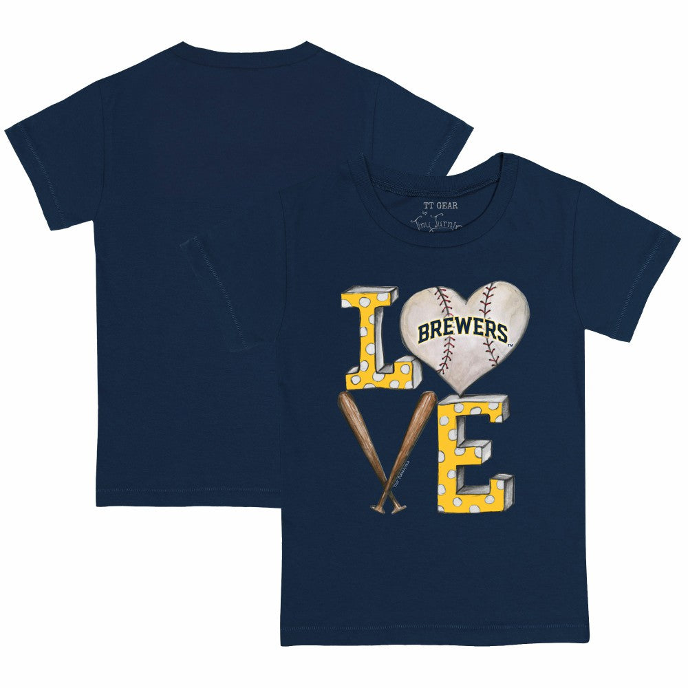 Milwaukee Brewers Tiny Turnip Youth Baseball Love T-Shirt Navy