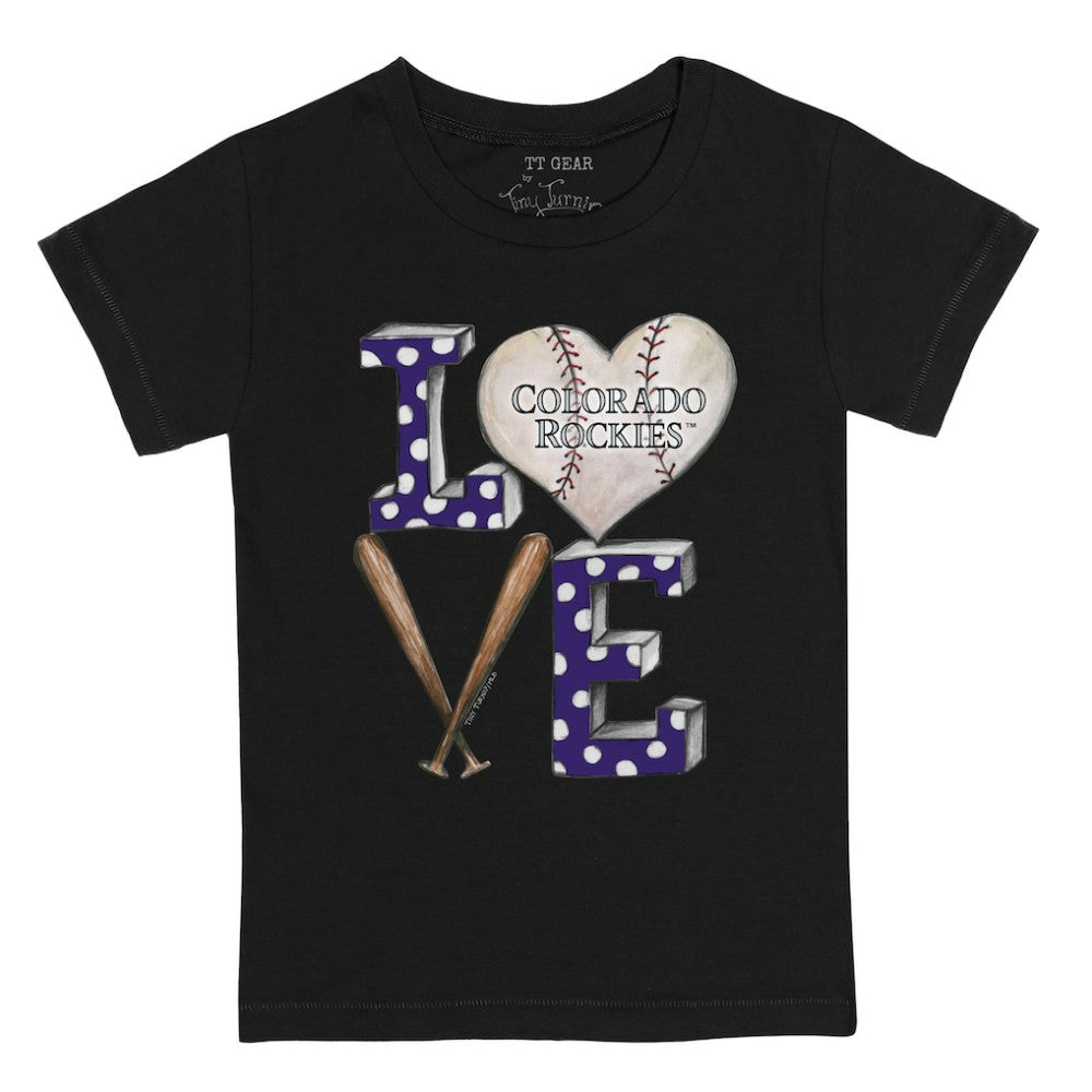 Colorado Rockies Tiny Turnip Youth Baseball Love T-Shirt Black