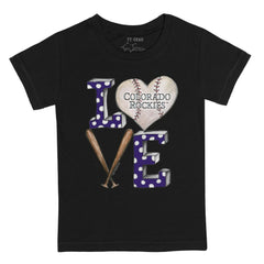 Colorado Rockies Tiny Turnip Youth Baseball Love T-Shirt Black
