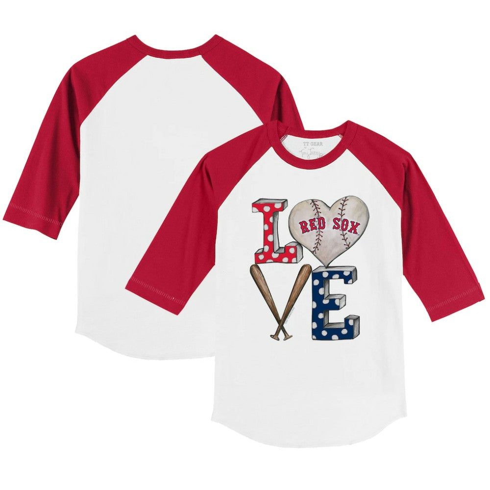 Boston Red Sox Tiny Turnip Youth Baseball Love 3/4-Sleeve Raglan T-Shirt White/Red