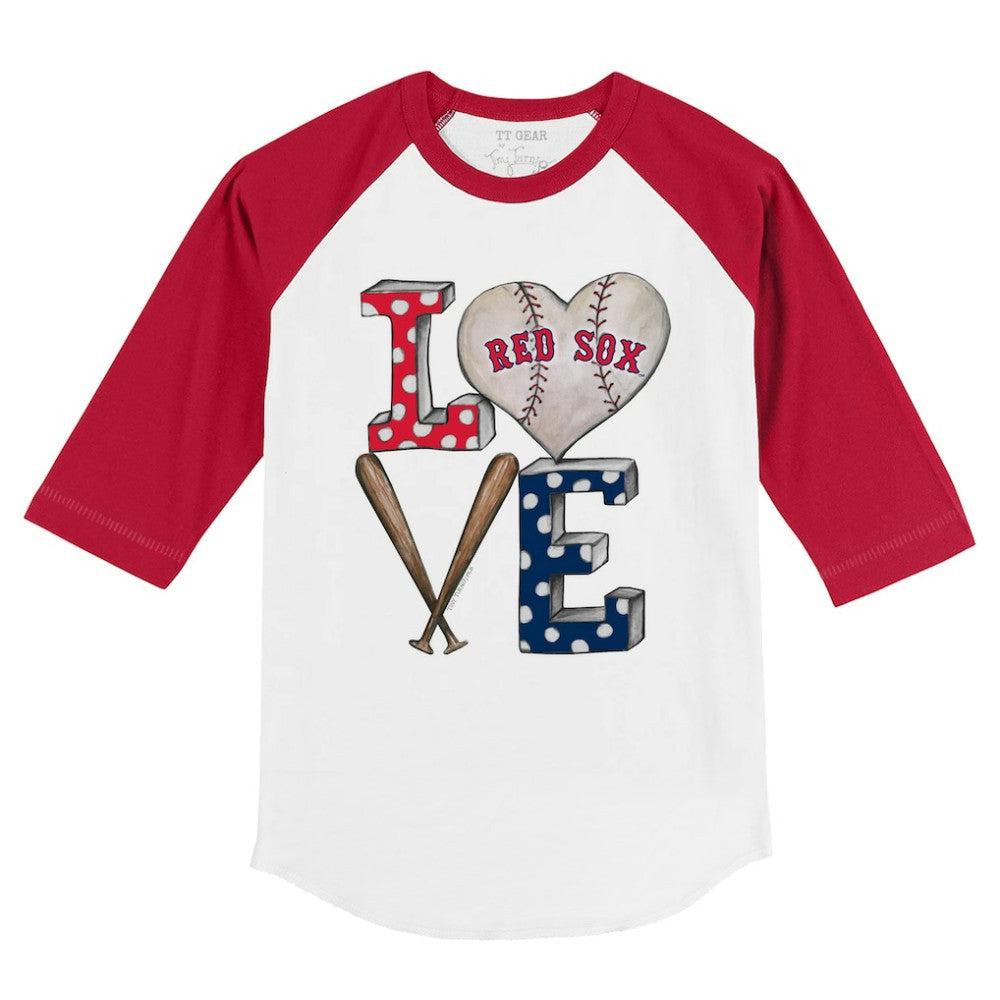 Boston Red Sox Tiny Turnip Youth Baseball Love 3/4-Sleeve Raglan T-Shirt White/Red