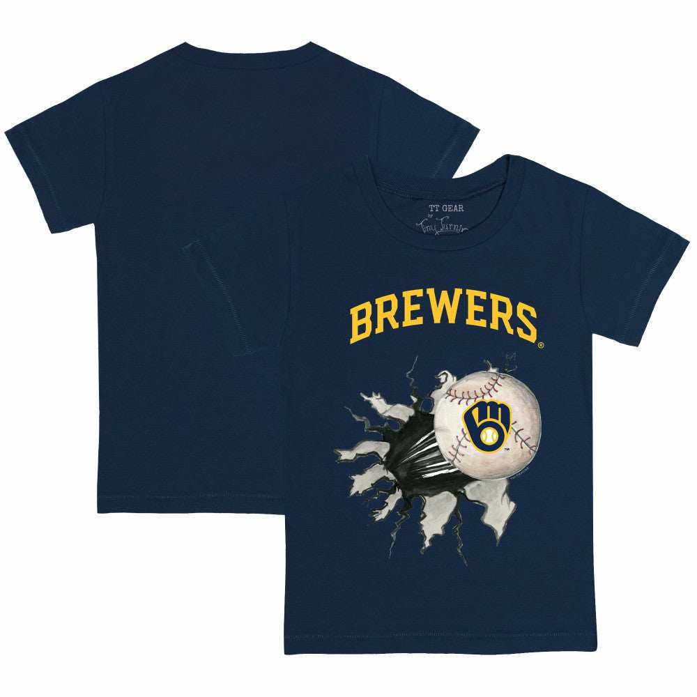 Milwaukee Brewers Tiny Turnip Youth Baseball Tear T-Shirt Navy