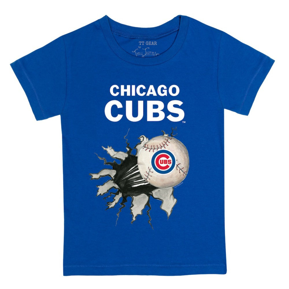 Chicago Cubs Tiny Turnip Youth Baseball Tear T-Shirt Royal