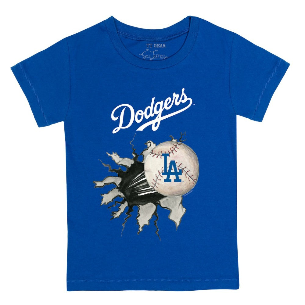 Los Angeles Dodgers Tiny Turnip Youth Baseball Tear T-Shirt Royal