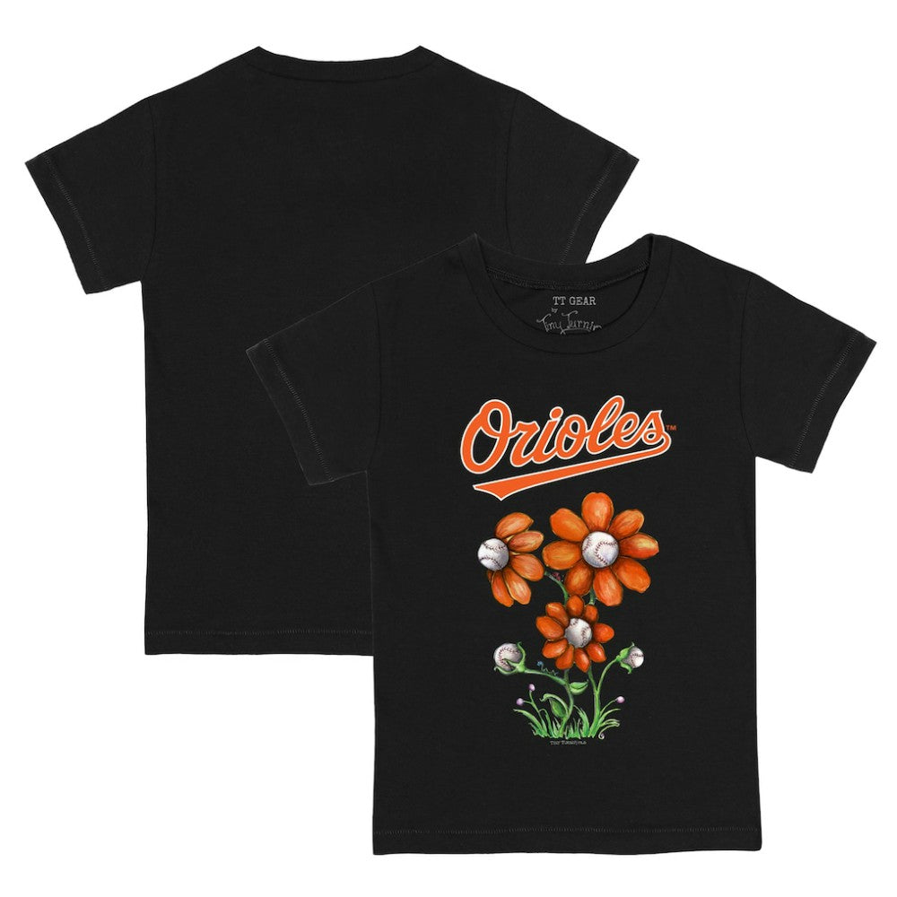 Baltimore Orioles Tiny Turnip Youth Blooming Baseballs T-Shirt Black