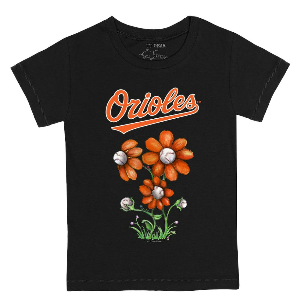 Baltimore Orioles Tiny Turnip Youth Blooming Baseballs T-Shirt Black