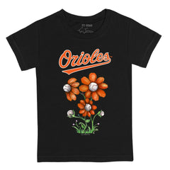 Baltimore Orioles Tiny Turnip Youth Blooming Baseballs T-Shirt Black
