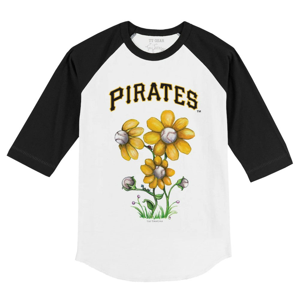 Pittsburgh Pirates Tiny Turnip Youth Blooming Baseballs 3/4-Sleeve Raglan T-Shirt White/Black