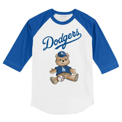 Los Angeles Dodgers Tiny Turnip Youth Teddy Boy 3/4-Sleeve Raglan T-Shirt White/Royal