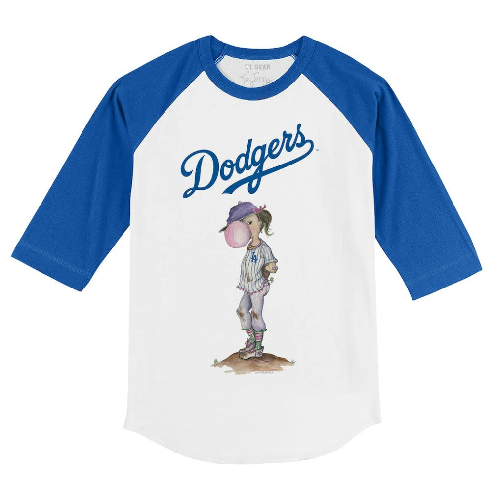Los Angeles Dodgers Tiny Turnip Youth Bubbles 3/4-Sleeve Raglan T-Shirt White/Royal