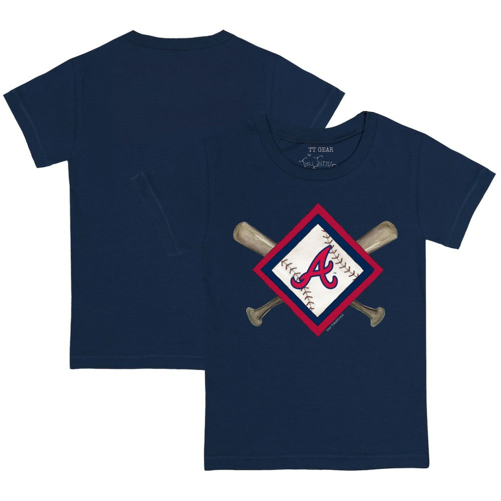 Atlanta Braves Tiny Turnip Youth Diamond Cross Bats T-Shirt Navy