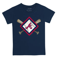 Atlanta Braves Tiny Turnip Youth Diamond Cross Bats T-Shirt Navy