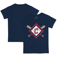 Cleveland Guardians Tiny Turnip Youth Diamond Cross Bats T-Shirt Navy
