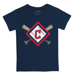 Cleveland Guardians Tiny Turnip Youth Diamond Cross Bats T-Shirt Navy
