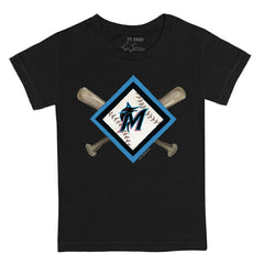 Miami Marlins Tiny Turnip Youth Diamond Cross Bats T-Shirt Black