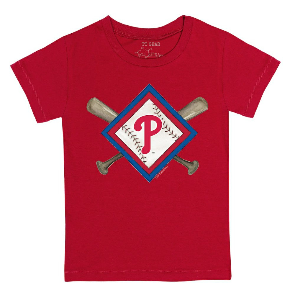 Philadelphia Phillies Tiny Turnip Youth Diamond Cross Bats T-Shirt Red
