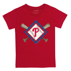 Philadelphia Phillies Tiny Turnip Youth Diamond Cross Bats T-Shirt Red
