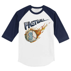Seattle Mariners Tiny Turnip Youth Fastball 3/4-Sleeve Raglan T-Shirt White/Navy