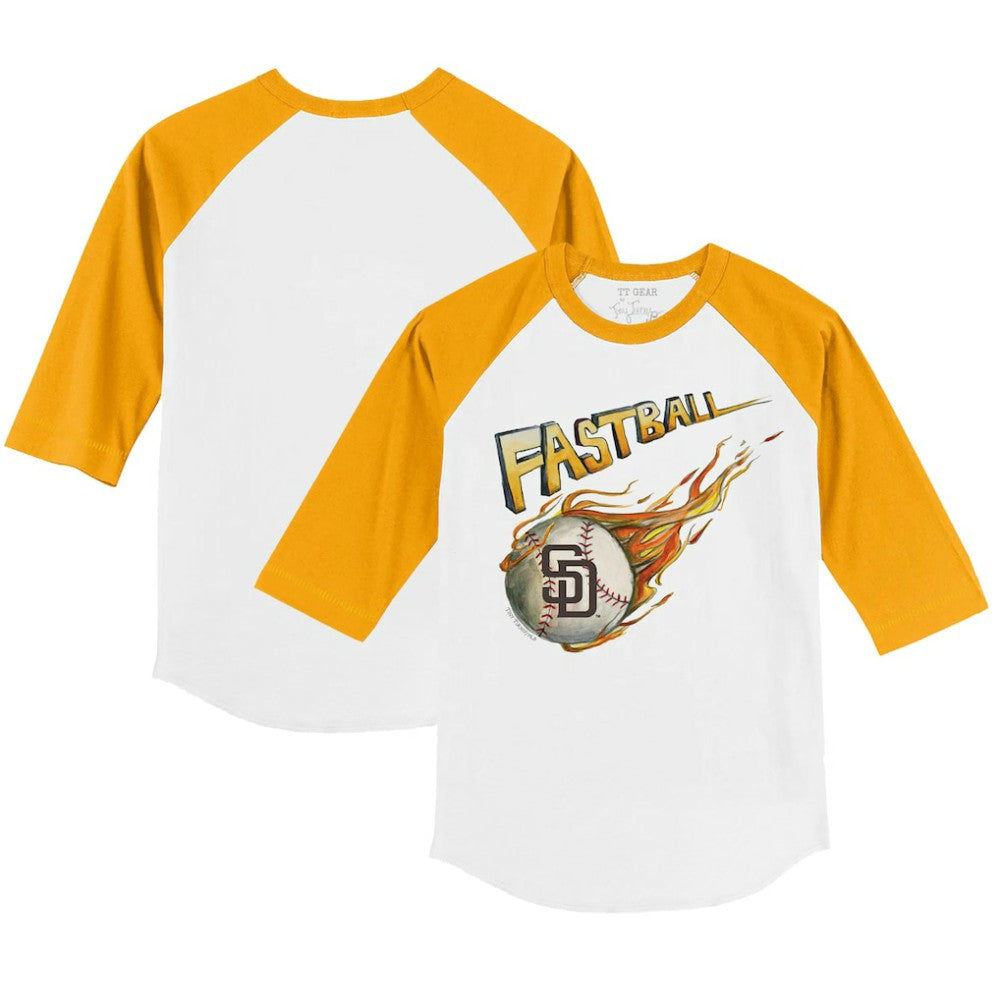 San Diego Padres Tiny Turnip Youth Fastball 3/4-Sleeve Raglan T-Shirt White/Gold