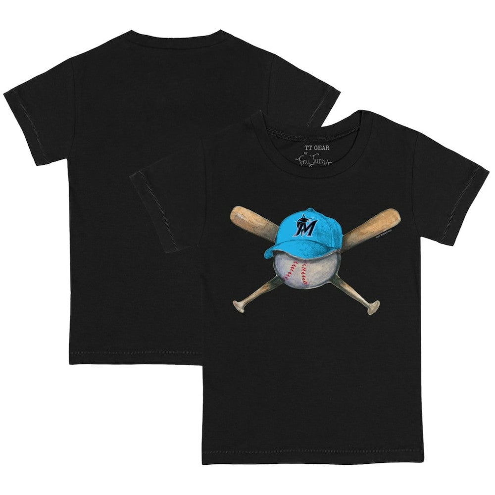 Miami Marlins Tiny Turnip Youth Hat Crossbats T-Shirt Black