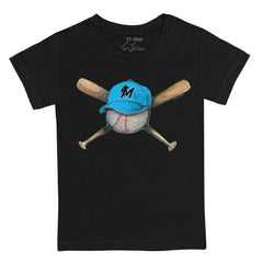 Miami Marlins Tiny Turnip Youth Hat Crossbats T-Shirt Black