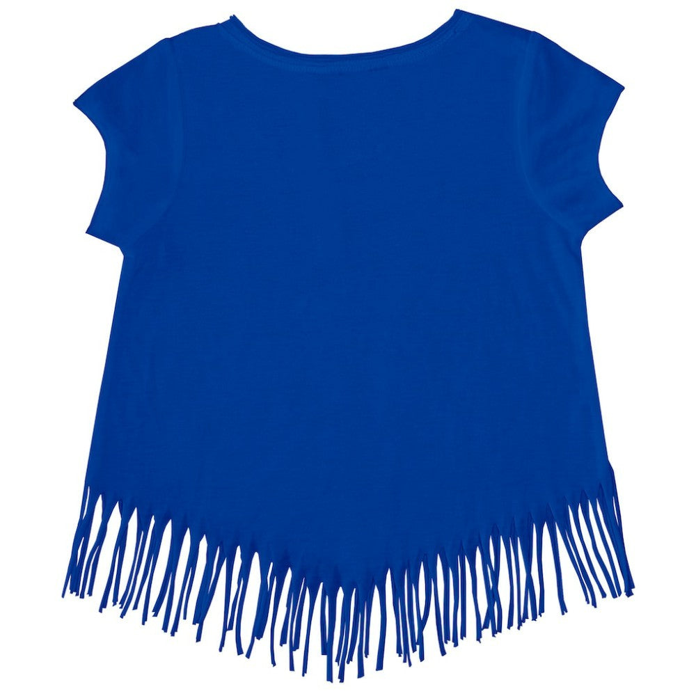 Chicago Cubs Tiny Turnip Girls Youth Heart Bat Fringe T-Shirt Royal