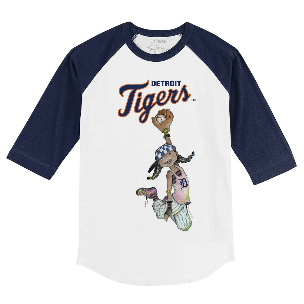 Detroit Tigers Tiny Turnip Youth Jada 3/4-Sleeve Raglan T-Shirt White/Navy