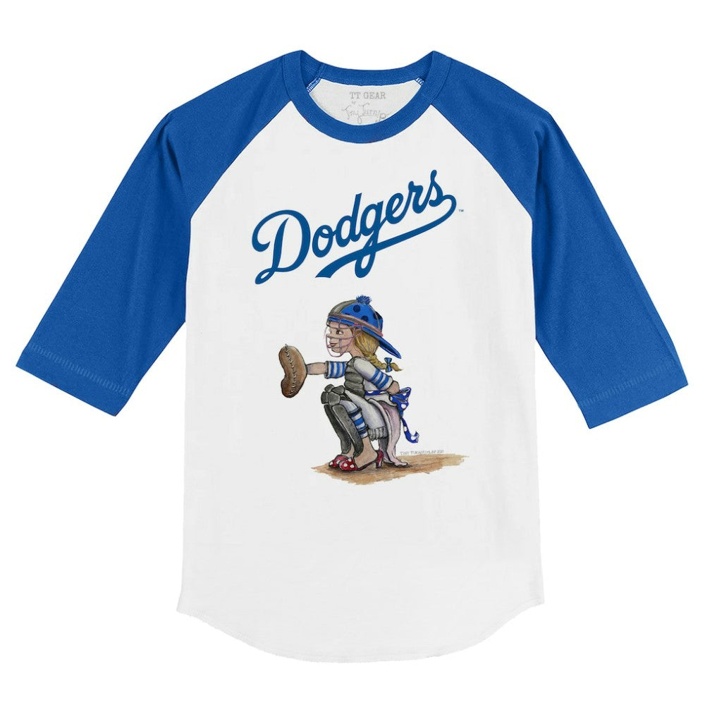 Los Angeles Dodgers Tiny Turnip Youth Kate 3/4-Sleeve Raglan T-Shirt White/Royal